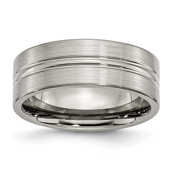 Titanium Grooved 8mm Brushed and Polished Band