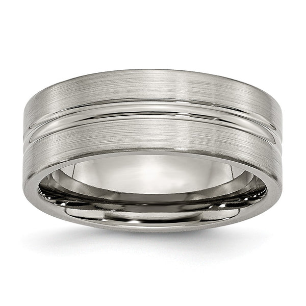 Titanium Grooved 8mm Brushed and Polished Band