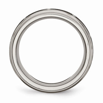 Titanium Ridged Edge 8mm Laser Design Brushed & Polished Band