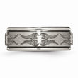 Titanium Ridged Edge 8mm Laser Design Brushed & Polished Band