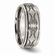 Titanium Ridged Edge 8mm Laser Design Brushed & Polished Band