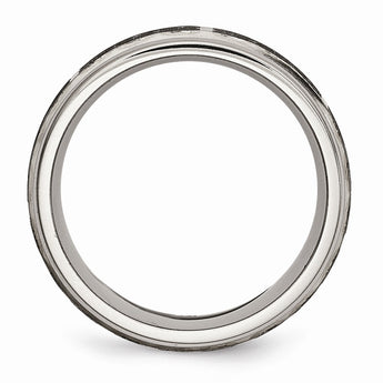 Titanium Ridged Edge 8mm Laser Design Brushed & Polished Band