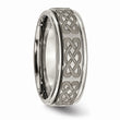 Titanium Ridged Edge 8mm Laser Design Brushed & Polished Band