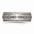 Titanium Ridged Edge 8mm Laser Design Brushed & Polished Band