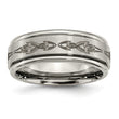 Titanium Ridged Edge 8mm Laser Design Brushed & Polished Band