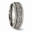 Titanium Ridged Edge 8mm Laser Design Brushed & Polished Band