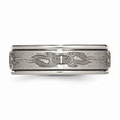 Titanium Ridged Edge 8mm Laser Design Brushed & Polished Band