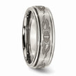 Titanium Ridged Edge 8mm Laser Design Brushed & Polished Band