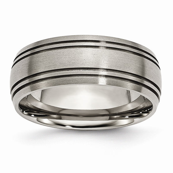 Titanium Grooved 8mm Satin Band