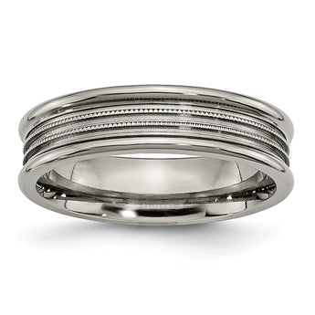 Titanium Grooved and Beaded 6mm Polished Band