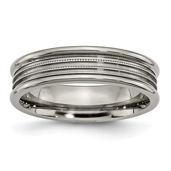 Titanium Grooved and Beaded 6mm Polished Band