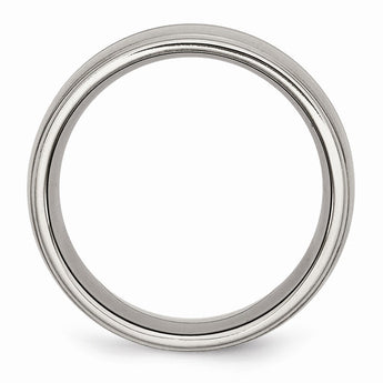 Titanium Grooved Ridged Edge 10mm Brushed and Polished Band