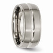 Titanium Grooved Ridged Edge 10mm Brushed and Polished Band