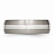 Titanium Grooved 7mm Sterling Silver Inlay Brushed/Polished Band