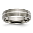 Titanium Sterling Silver Inlay 6mm Brushed Band