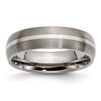Titanium Sterling Silver Inlay 6mm Brushed Band