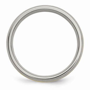 Titanium Grooved 14k Yellow Inlay 6mm Brushed Band