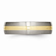 Titanium Grooved 14k Yellow Inlay 6mm Brushed Band