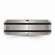 Titanium Ridged Edge Black Rubber 8mm Brushed/Polished Band