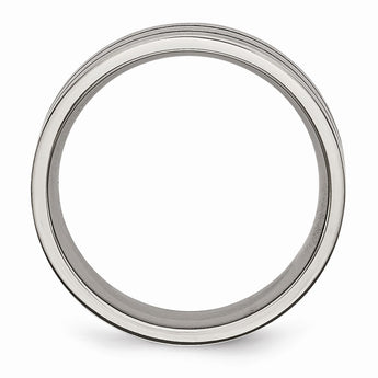 Titanium Black Enamel Flat Grooved 7mm Brushed Band