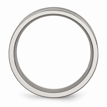 Titanium Enameled Grooved Flat 8mm Polished Band