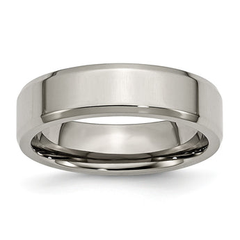 Titanium Beveled Edge 6mm Polished Band