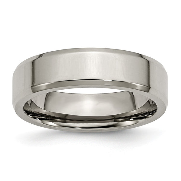 Titanium Beveled Edge 6mm Polished Band