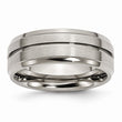 Titanium Grooved Ridged Edge 8mm Brushed and Polished Band