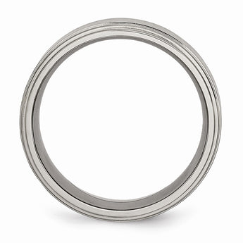 Titanium Double Step Ridged Edge 8mm Satin and Polished Band