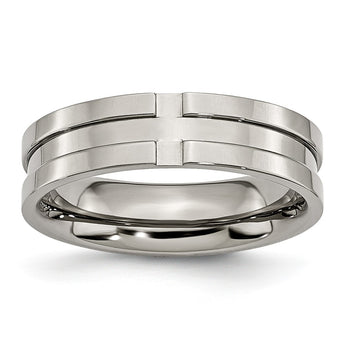 Titanium Grooved 6mm Polished Band