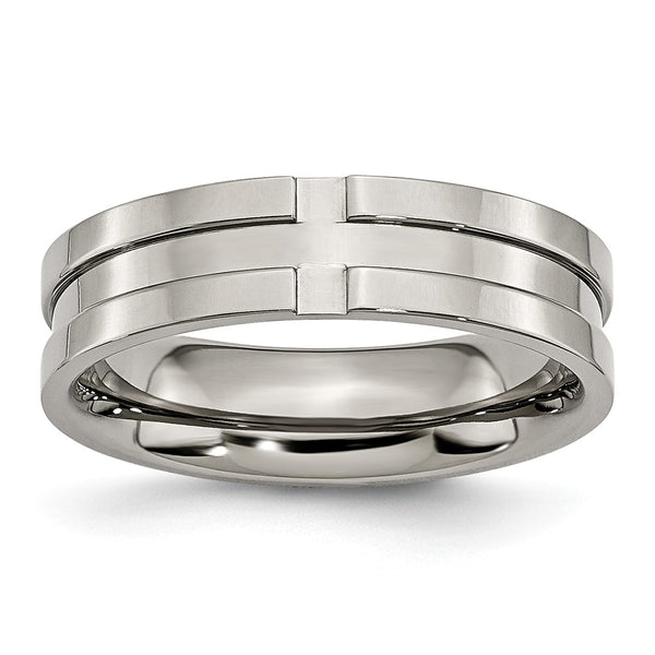 Titanium Grooved 6mm Polished Band