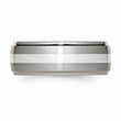 Titanium Ridged Edge Sterling Silver Inlay 8mm Brushed/Polished Band