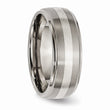 Titanium Ridged Edge Sterling Silver Inlay 8mm Brushed/Polished Band