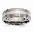 Titanium Ridged Edge Sterling Silver Inlay 8mm Brushed/Polished Band