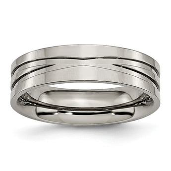 Titanium Grooved 6mm Polished Band