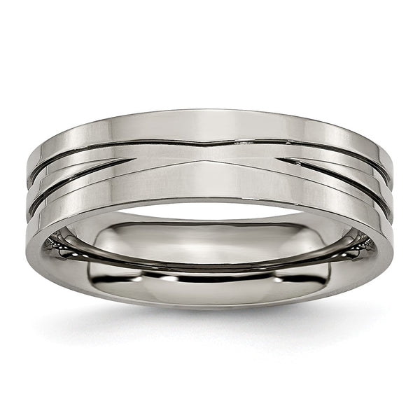Titanium Grooved 6mm Polished Band