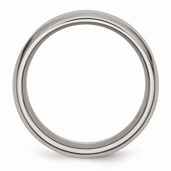 Titanium Grooved Beveled Edge 8mm Brushed and Polished Band