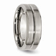 Titanium Grooved Beveled Edge 8mm Brushed and Polished Band