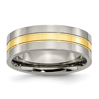 Titanium Yellow IP-plated Grooved 7mm Polished Band