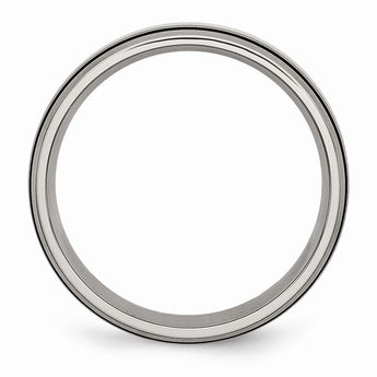 Titanium Grooved Sterling Silver Inlay 6mm Brushed/Polished Band