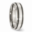 Titanium Grooved Sterling Silver Inlay 6mm Brushed/Polished Band