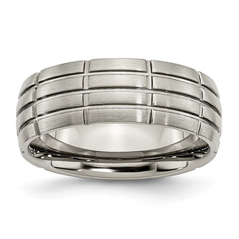 Titanium Grooved 8mm Brushed and Polished Band