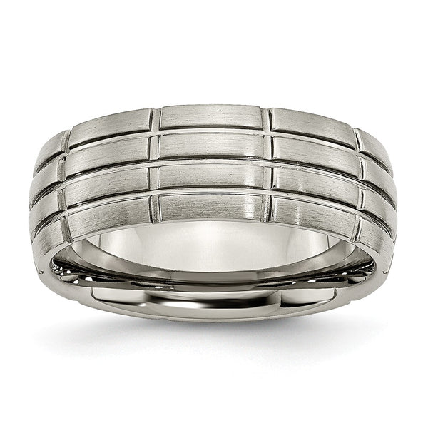 Titanium Grooved 8mm Brushed and Polished Band