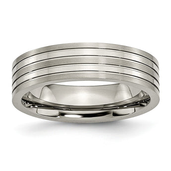 Titanium Grooved 6mm Brushed and Polished Band