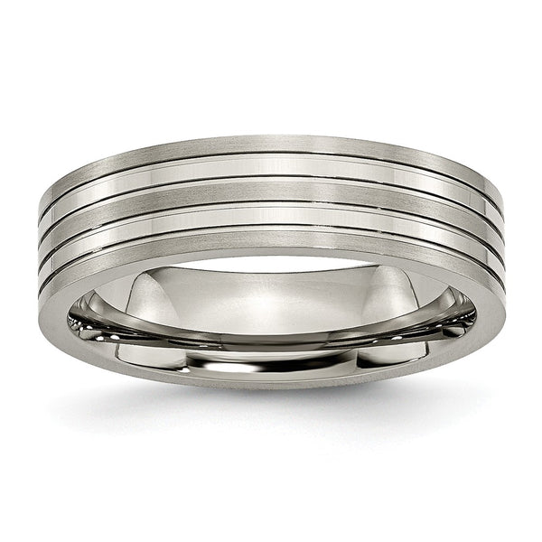 Titanium Grooved 6mm Brushed and Polished Band