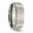 Titanium Grooved Ridged Edge 8mm Satin and Polished Band