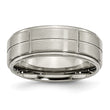 Titanium Grooved Ridged Edge 8mm Satin and Polished Band
