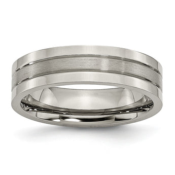 Titanium Grooved 6mm Brushed and Polished Band