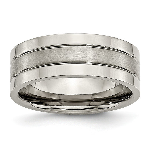 Titanium Grooved 8mm Brushed and Polished Band