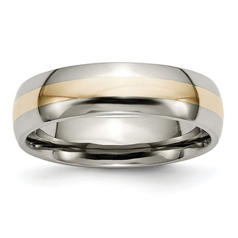 Titanium 14k Yellow Inlay 6mm Polished Band